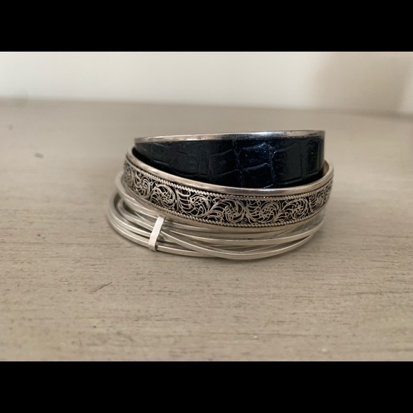 Stackable southwest silver bangle bracelets - Picture 9 of 10